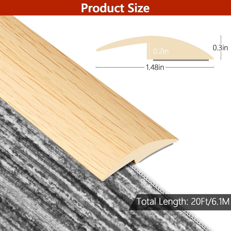 ToLanbbt 20Ft PVC Floor Edging Trim - Self Adhesive Carpet to Tile Transition Strip, Peel and Stick Floor Joining Strip - Suitable for Threshold Height Less Than 5mm (Beige Cream) - Image 2